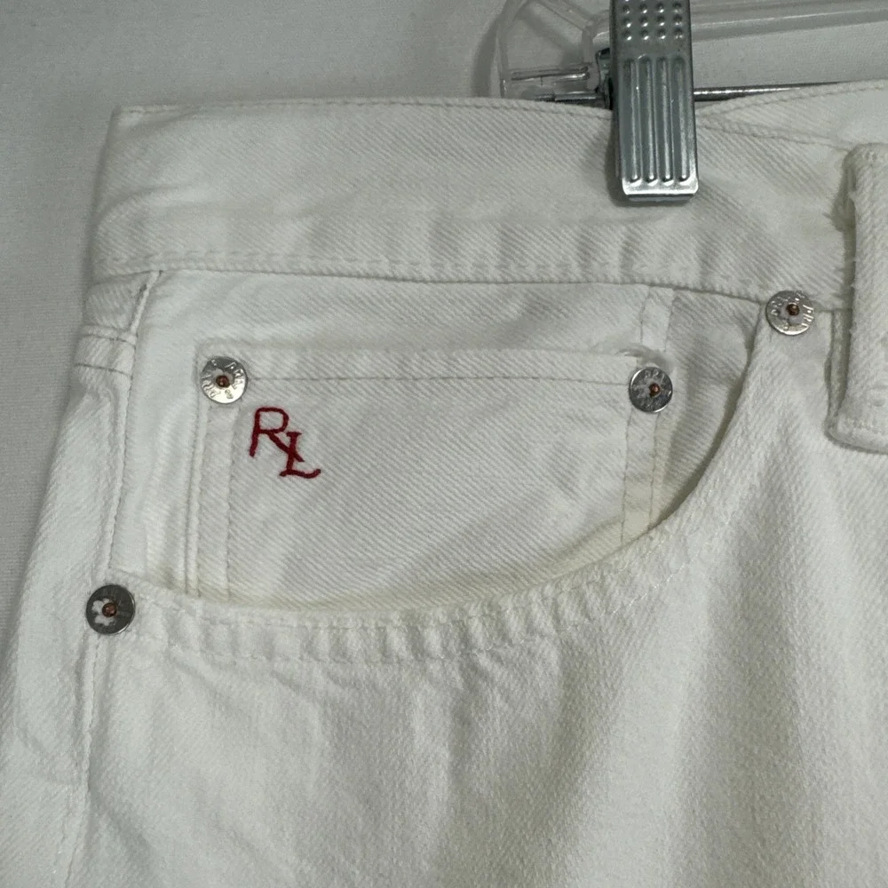 VTG Polo Ralph Lauren Slim Straight 018 Mens 35x30 White Cotton Denim Jean Pants